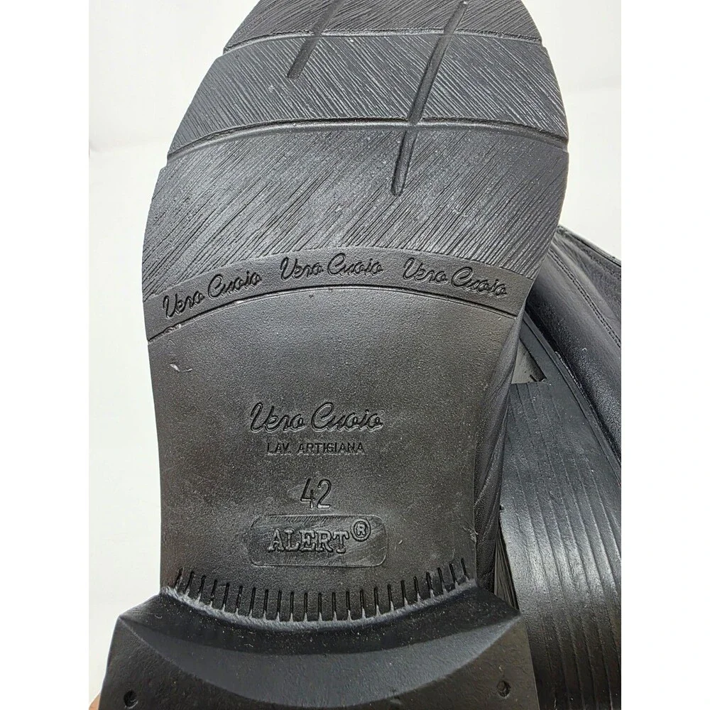 Vero Cuoio Lav. Artigiana Men's Leather Slip-On Shoes Sz 8.5 EU 42 Black